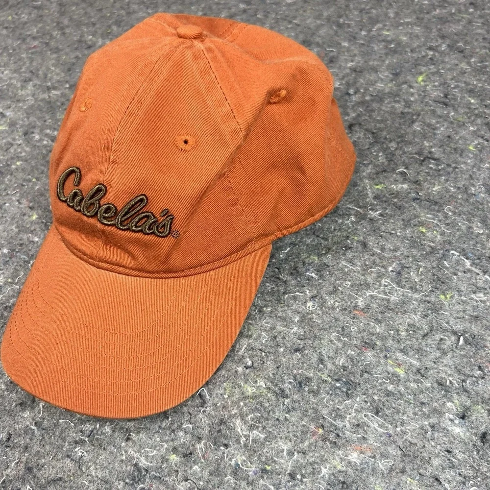 Cabela's Men's Hat Orange Strapback Baseball Cap Dad Golf Outdoor Used